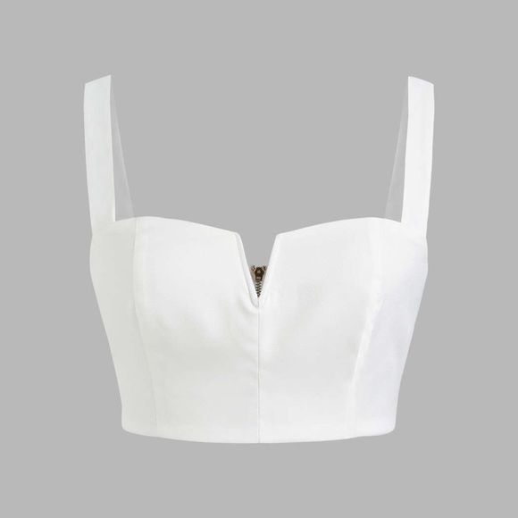 CIDER White Two-Piece V-Wire Crop Top and Trouser (xs) - Picture 2 of 6